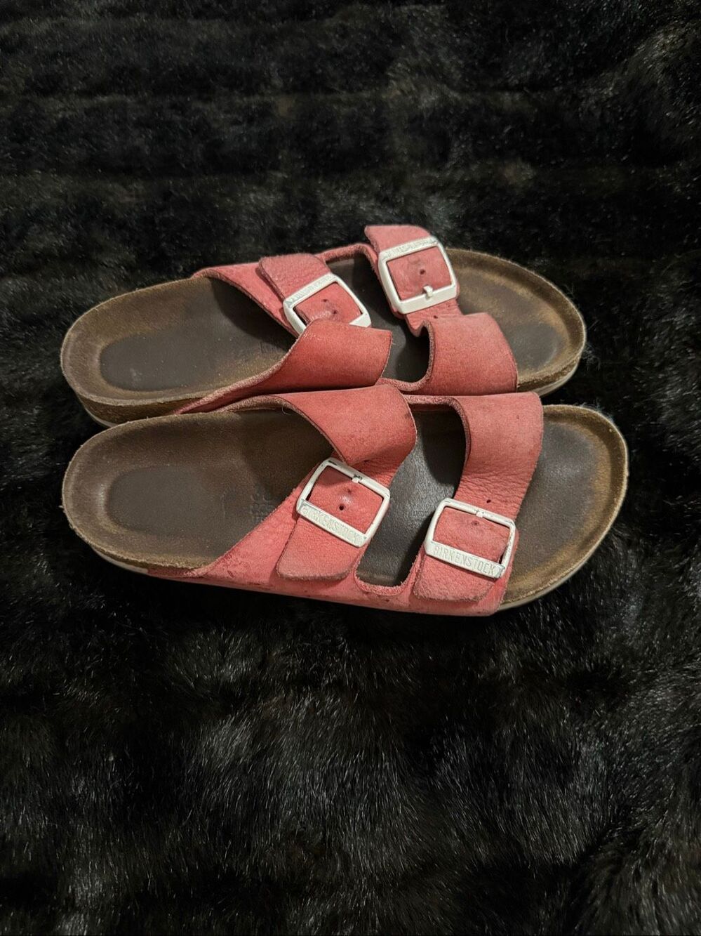 Birkenstock Arizona Washed Suede Sandals Red/Washed shoes 38 7.5